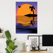 Tropisch eiland Sunset Poster (Thuiskantoor)