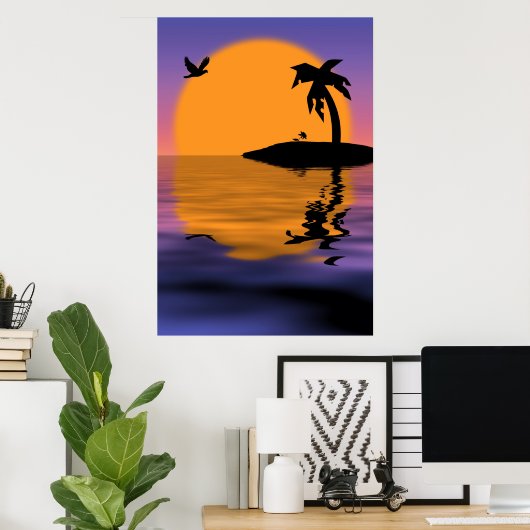 Tropisch eiland Sunset Poster (Thuiskantoor)