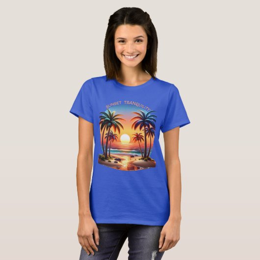 Tropisch eiland Sunset Tranquility T-shirt (Voorkant volledig)