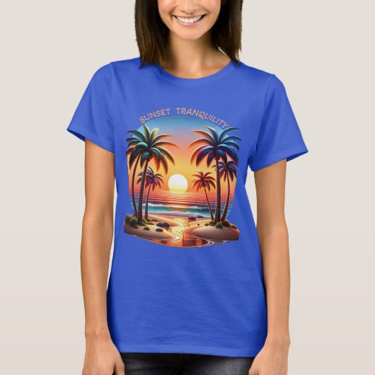 Tropisch eiland Sunset Tranquility T-shirt (Voorkant)