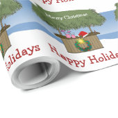 Tropisch eiland Tiki Hut Bar Beach kerst Cadeaupapier (Rol Hoek)