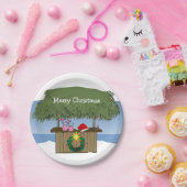 Tropisch eiland Tiki Hut Bar Kerst Papieren Bordje (Feest)