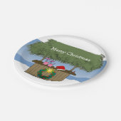 Tropisch eiland Tiki Hut Bar Kerst Papieren Bordje (Gekanteld)