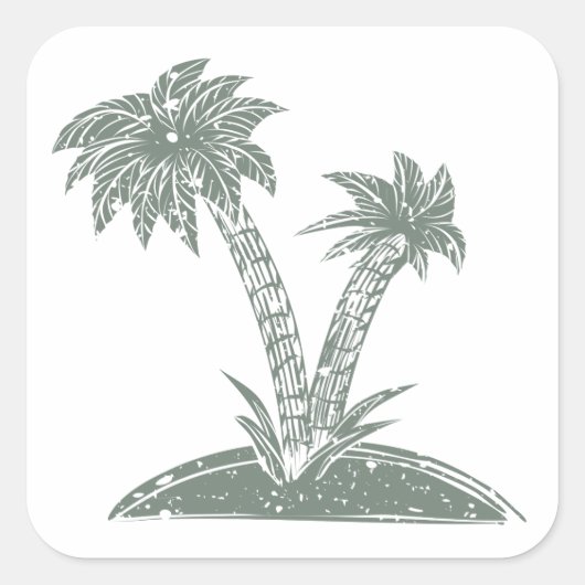 Tropisch eiland vierkante sticker (Voorkant)