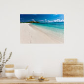 Tropisch eiland voetafdrukken in het zand poster (Keuken)