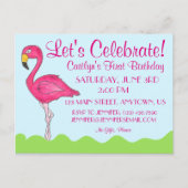 Tropisch Eiland Vogel Roze Flamingo Verjaardagsfee Uitnodiging Briefkaart (Voorkant)