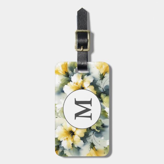 Tropisch eiland Waterverf Hibiscus Bagagelabel (Voorkant verticaal)