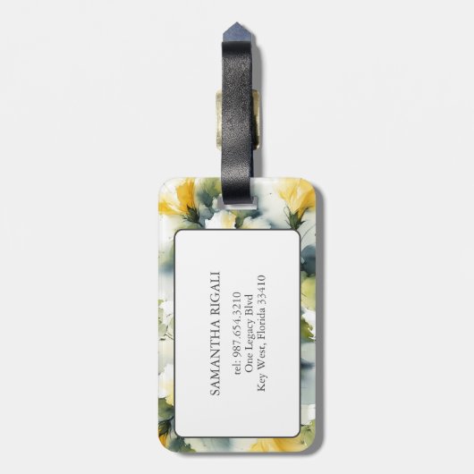 Tropisch eiland Waterverf Hibiscus Bagagelabel (Achterkant verticaal)