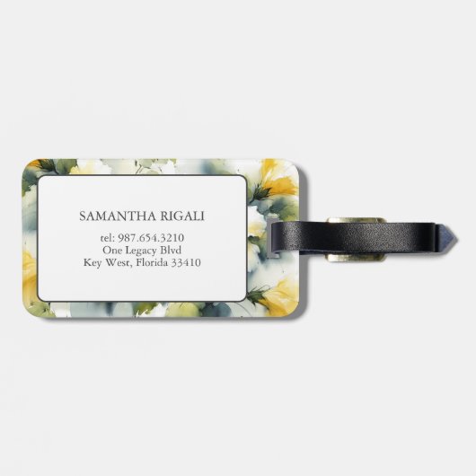 Tropisch eiland Waterverf Hibiscus Bagagelabel (Achterkant horizontaal)