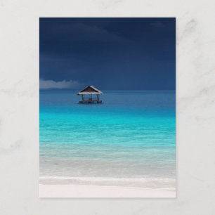 Tropisch eiland, witzand strand in het paradijs briefkaart
