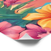 Tropisch eiland Zonsondergang en Dolfijn Perfect Poster (Hoek)