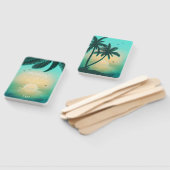 Tropisch Eiland Zonsopgang Trouwceremonie Teal ID5 Handwaaier (Niet-gemonteerd)