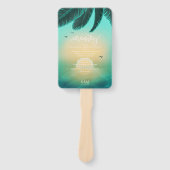 Tropisch Eiland Zonsopgang Trouwceremonie Teal ID5 Handwaaier (Voorkant)