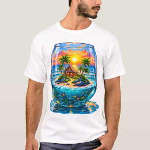 Tropisch eilandparadijs in een glazen schaal t-shirt