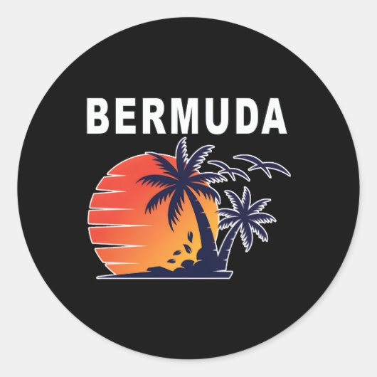 Tropisch eilandstrand in Bermuda Ronde Sticker (Voorkant)