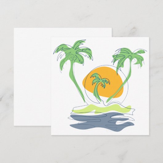 Tropisch eilandstrand. Straalboom omtrekken (Voorkant / Achterkant)