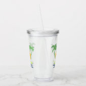 Tropisch eilandstrand. Straalboom omtrekken Acryl Drinkbeker (Links)