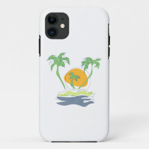Tropisch eilandstrand. Straalboom omtrekken Case-Mate iPhone Case