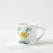 Tropisch eilandstrand. Straalboom omtrekken Espresso Kop (Rechts)