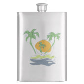 Tropisch eilandstrand. Straalboom omtrekken Flacon (Voorkant)