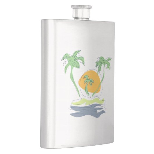 Tropisch eilandstrand. Straalboom omtrekken Flacon (Rechts)