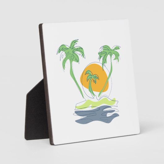 Tropisch eilandstrand. Straalboom omtrekken Fotoplaat (Voorkant)