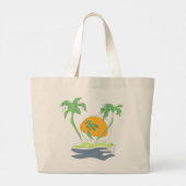 Tropisch eilandstrand. Straalboom omtrekken Grote Tote Bag (Achterkant)