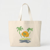 Tropisch eilandstrand. Straalboom omtrekken Grote Tote Bag (Voorkant)