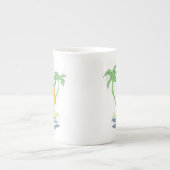 Tropisch eilandstrand. Straalboom omtrekken Porselein Kop (Voorkant)