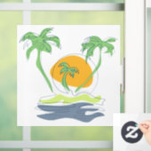 Tropisch eilandstrand. Straalboom omtrekken Raamsticker (Huis)