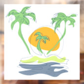 Tropisch eilandstrand. Straalboom omtrekken Raamsticker (Vel 2)