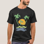 Tropisch eilandstrand. Straalboom omtrekken T-shirt (Voorkant)