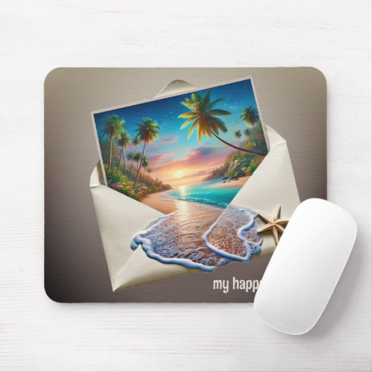 Tropisch eilandtafereel in envelop muismat (Met muis)