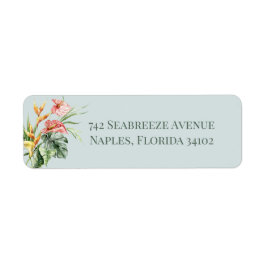 Tropisch elegant botanisch retouradreslabel etiket