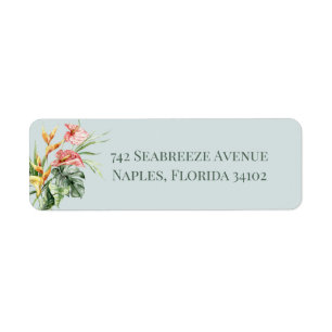 Tropisch elegant botanisch retouradreslabel etiket