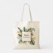 Tropisch Elegant Green Gold Palms Bridesmaid Tote Bag (Achterkant)