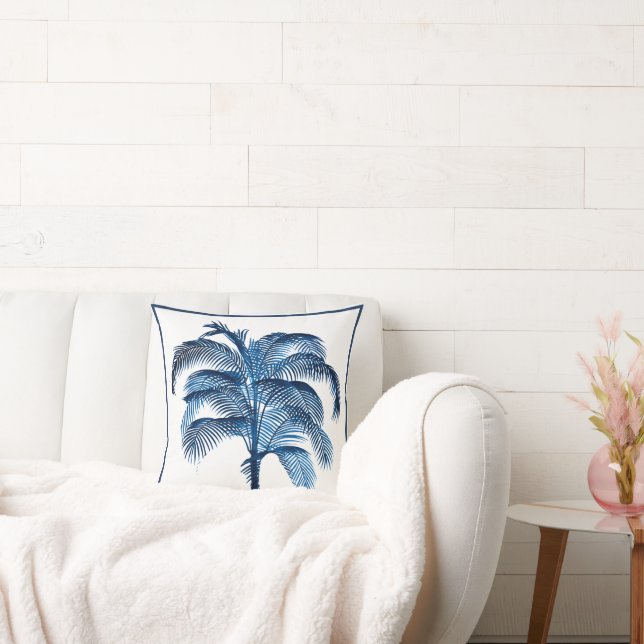 Tropisch Elegant palm  blauw Kussen (Bank)