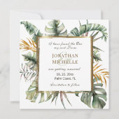 Tropisch Elegant Palms Gold Lijst Foto Save The Date (Achterkant)