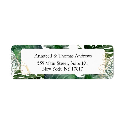 Tropisch Elegant Plant Trending Wedding Etiket (Voorkant)
