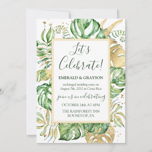 Tropisch Elopement Trouwfeest Feestje Kaart (Voorkant)