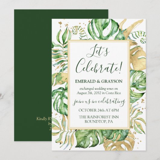 Tropisch Elopement Trouwfeest Feestje Kaart (Voorkant / Achterkant)