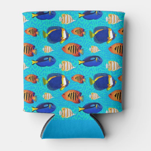 Tropisch en aquarium visontwerp op het zeekoraal blikjeskoeler (Voorkant)