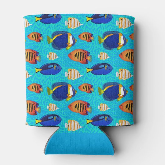 Tropisch en aquarium visontwerp op het zeekoraal blikjeskoeler (Achterkant)