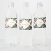 Tropisch en Goud Bruiloft Bloemen Water Label Waterfles Etiket (Flessen)
