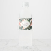 Tropisch en Goud Bruiloft Bloemen Water Label Waterfles Etiket (Voorkant)
