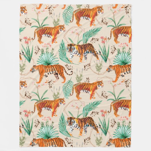 Tropisch en tijger fleece deken (Voorkant)