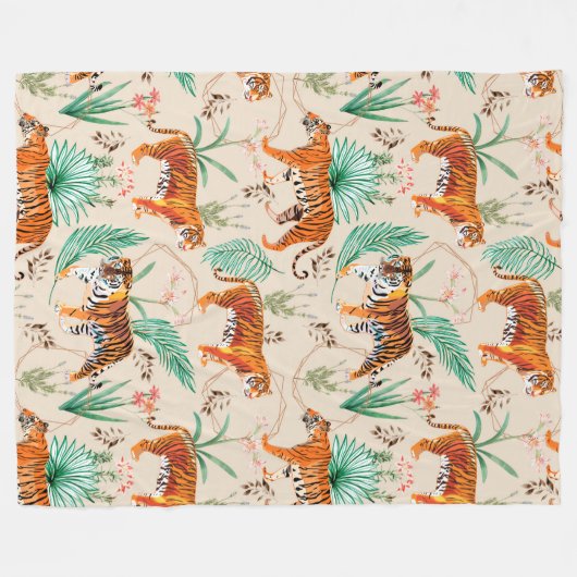 Tropisch en tijger fleece deken (Voorkant (Horizontaal))
