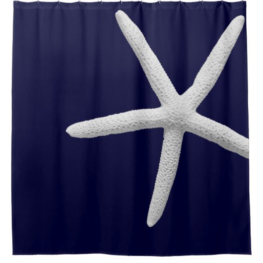 Tropisch enkele witte staartvis op zeeblauw strand douchegordijn (Voorkant)