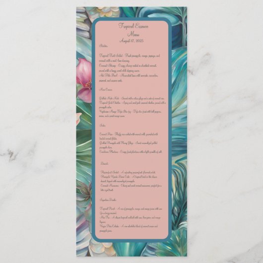 Tropisch Essence Menu (Voorkant)