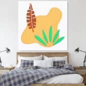 Tropisch Evenwicht – Abstracte Botanische Blad Kun Canvas Afdruk (Insitu (Slaapkamer))